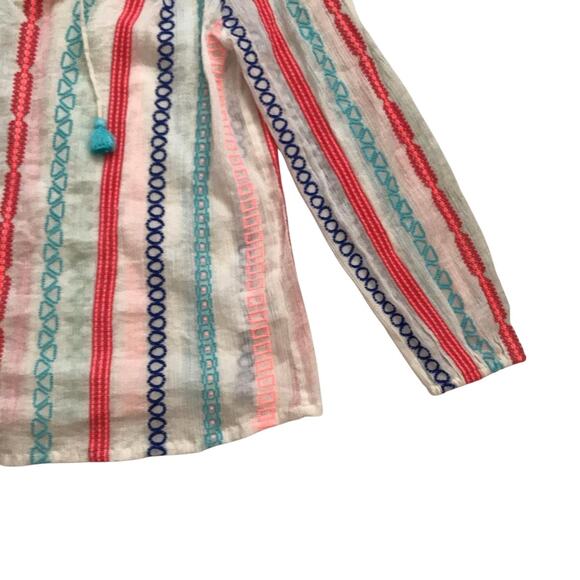 payal pratap Manna White Embroidered Sheer Long Sleeve Peasant Top Size Medium - Picture 3 of 4